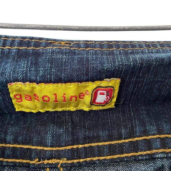 Vintage Gasoline Y2K 90s Low Rise Waist Flare Jeans Dark Denim size 5 waist 29 - Picture 3 of 7